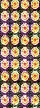 Raster Floral Illustration in asian textile. Elegance sketch pattern with ethnic flowers on yellow and neutral colors.