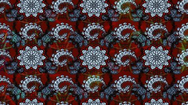 Çiçek deseni. Düz Çiçek Elementleri Tasarımı. Renkli Bahar Teması eskiz kalıbı. Raster çizimi. Güzel kumaş deseni..