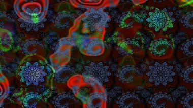 Küçük çiçekli yay deseni çiz. Suluboya tarzında kahverengi ve mavi renkler. Raster illüstrasyonu.