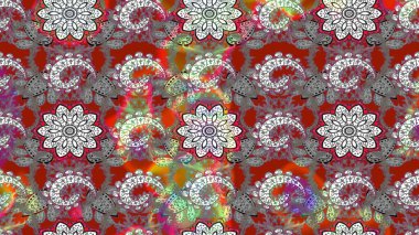 Raster illüstrasyonu. Çiçekli karalama şeklinde Raster çiçek deseni. Gri ve nötr renklerde bahar çiçekleri.