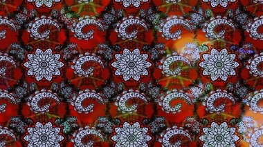 Çiçek buketleriyle klasik bir eskiz şekli. Raster illüstrasyonu. Kırmızı ve siyah renklerde.