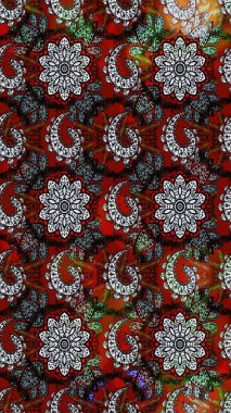 Patlayan çiçekler soyut olarak yerleştirilmiş. Raster deseni. Gri ve siyah renklerde bahar çiçekleri. Raster illüstrasyonu.