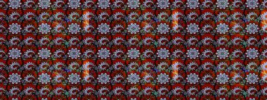 Düz Çiçek Elementleri Tasarımı. Taslak desenli, modaya uygun kumaş deseni. Şirin çiçek elementleri. Raster illüstrasyonu. Renkli Bahar Teması çizim şablonu.