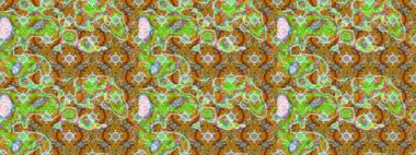 Motley illüstrasyonu. Moda baskıları için zarif bir şablon. Küçük çiçekte güzel bir desen. Yeşil ve kahverengi çiçekli bahar çiçekleri. Küçük renkli çiçekler..