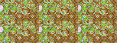 Motley illüstrasyonu. Moda baskıları için zarif bir şablon. Küçük çiçekte güzel bir desen. Yeşil ve kahverengi çiçekli bahar çiçekleri. Küçük renkli çiçekler..