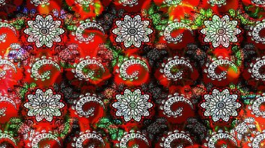 Çiçek ve yapraklı çiçek deseni. Raster illüstrasyonu. Küçük çiçekli şirin desen.