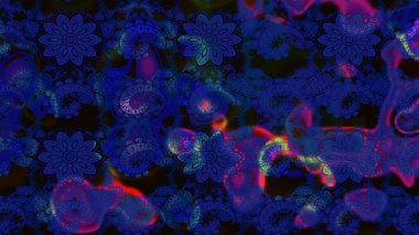 Düz Çiçek Elementleri Tasarım Raster illüstrasyonu. Çiçekli çiçek deseni, suluboya. Mavi ve siyah renkte çiçekler. Renkli Bahar Teması çizim şablonu.