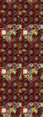 Parlak çiçekli halı deseni kahverengi ve kırmızı renklerde..