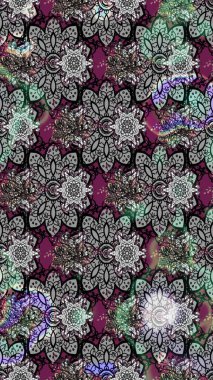 Motley illüstrasyonu. Küçük çiçekte güzel bir desen. Çiçekli bahar çiçekleri. Robot resim. Moda baskıları için zarif bir şablon. Küçük renkli çiçekler..