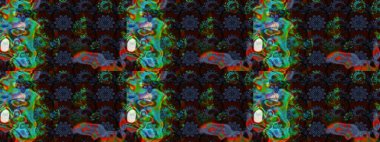 Sketch Colour Spring Theme eskiz kalıbı. Düz Çiçek Elementleri Tasarımı. Sevimli çiçek raster deseni. Kahverengi ve mavi renkte çiçekler.