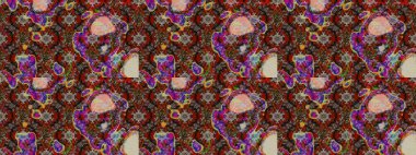 Raster illüstrasyonu. Kahverengi ve kırmızı renklerde. Çiçekli güzel suluboya desen.