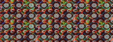 Şirin çiçekli eskiz deseni ve siyah ve kırmızı renklerde yapraklar, suluboya çiçek deseni, duvar kağıdı, kart ya da kumaş için fayanslı. Raster illüstrasyonu.