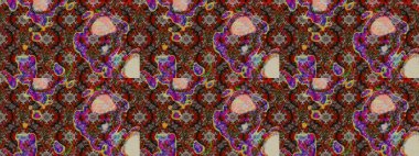 Raster illüstrasyonu. Kahverengi ve kırmızı renklerde. Çiçekli güzel suluboya desen.