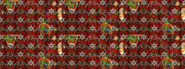 Kahverengi ve kırmızı renkte kahverengi ve kırmızı papatya deseni. Kahverengi ve kırmızı renklerde. Raster illüstrasyonu.