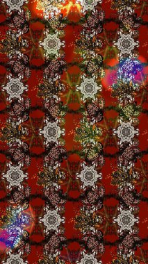 Hediye ambalaj kağıdı, tebrik kartları, posterler ve pankart tasarımı. Kahverengi ve kırmızı renkte çiçekler. Raster düz çiçek çizim deseni.