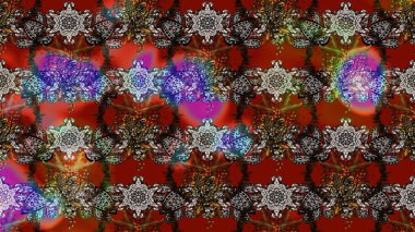 Tropik çiçek desenleri. Çiçekler kahverengi, kırmızı ve gri renklerde. Raster illüstrasyonu.