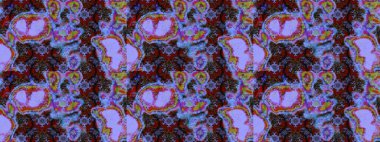 Yapraklı çiçekler ve mavi ve mor renkli papatya çiçekleri. Eskiz arkaplan modeli. Raster - stok.