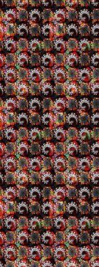 Yumuşak, bahar çiçekleri siyah renklerde. Çiçekli yumuşak bir eskiz şekli. Raster illüstrasyonu. Raster çiçekleri klasik tarzda resmedilir..