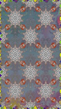 Çiçekli güzel suluboya desen. Gri ve nötr renklerde. Raster illüstrasyonu.