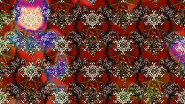 Çiçek ve yapraklı çiçek deseni. Küçük çiçekli şirin bir desen. Raster illüstrasyonu.