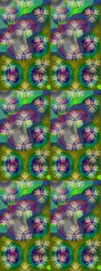 Yeşil ve mavi renkte çiçekler. Çiçekli karalama şeklinde Raster çiçek deseni. Yumuşak, yaz çiçekli arka plan.