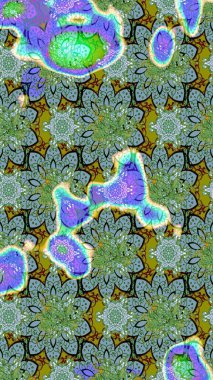 Taslak dekoratif arka plan, çiçek mandala. Yeşil ve mavi renklerde. Çiçek. Raster illüstrasyonu.