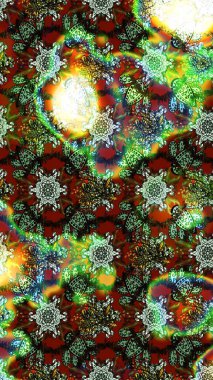 Raster illüstrasyonu. Küçük çiçekli yay deseni çiz. Suluboya tarzında yeşil ve kahverengi renkler üzerine.