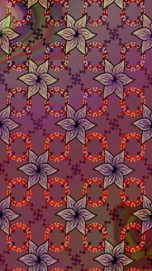 Çiçekli karalama şeklinde Raster çiçek deseni. Nazik, narin çiçek arkaplanı. Kahverengi ve mor renkte çiçekler.