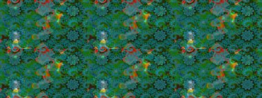 Raster çiçek izi. Klasik taslak çizimi. Çiçek yeşili ve mavi çizim deseni. Raster Yumuşak kumaş deseni.