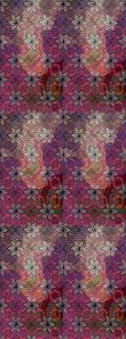 Küçük kahverengi ve mor renkte güzel bir besin torbası deseni, çiçekler. Tekstil, kumaş, kapaklar, duvar kağıtları, baskı, naylon, koleksiyon defteri, örgü, dekupaj için güzel bir eskiz. Millefleurlar.