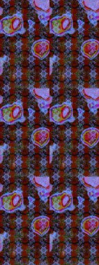 Çiçek süslemeli çizim deseni. Kahverengi ve kırmızı renkte çiçekler. Raster illüstrasyonu.