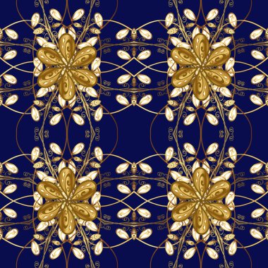 Kusursuz altın desen. Altın elementlerle mavi ve kahverengi renklerde altın desen. Doğulu süsü.