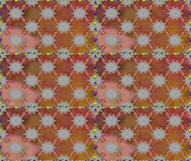 Kabile sanatı boho baskısı, klasik çiçek arkaplanı. Soyut etnik raster kusursuz desen. Arkaplan dokusu, duvar kağıdı, kahverengi renkli çiçek teması.