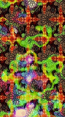 Çiçekli çiçek deseni, suluboya. Yeşil renkli çiçekler. Renkli Bahar temalı eskiz kalıbı. Düz Çiçek Elementleri Tasarım Raster illüstrasyonu.