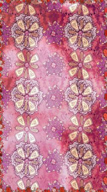 Çoklu olopink ve nötr küçük çiçekler pembe ve nötr renklerdeki komik böcekler, raster desen, illüstrasyon.