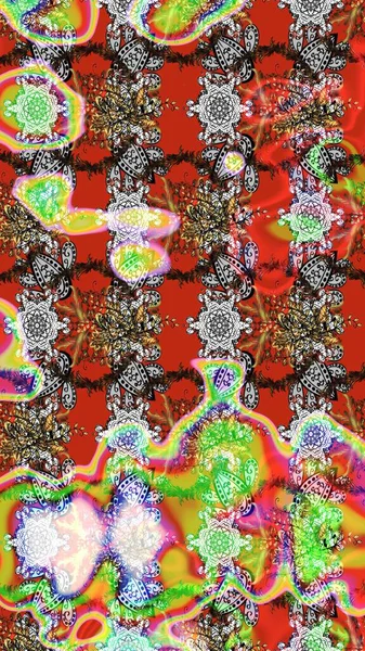 Renkli Bahar Teması eskiz kalıbı. Düz Çiçek Elementleri Tasarımı. Parlak arkaplan eskiz desenli çiçekli fantezi tasarımı.