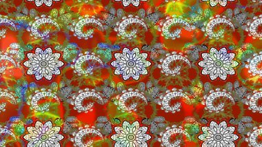 Renkli Yaz Temalı eskiz kalıbı. Güzel kumaş deseni. Düz Çiçek Elementleri Tasarımı. Raster illüstrasyonunda çiçek deseni çizimi.