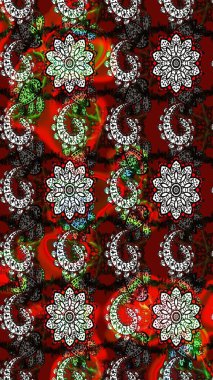 Eskiz klasiği. Raster Şirin kumaş deseni. Renkli Bahar Teması eskiz kalıbı. Düz Çiçek Elementleri Tasarımı.