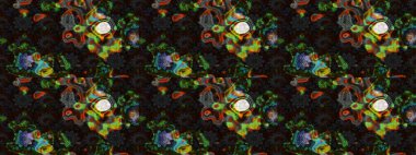 Sevimli çiçek raster deseni. Gri ve kahverengi renkli çiçekler. Düz Çiçek Elementleri Tasarımı. Renkli Bahar Teması çizim şablonu.