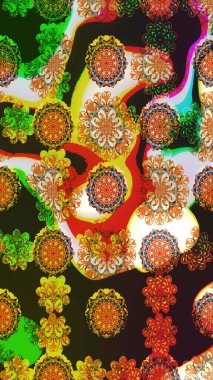 Çiçekli karalama şeklinde Raster çiçek deseni. Nazik, sevimli çiçek arkaplanı. Kahverengi ve gri renkte çiçekler.