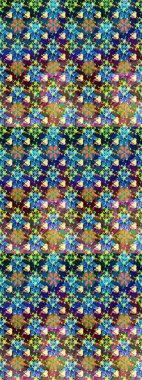 Mavi ve yeşil renkli çiçekler. Renkli Bahar Teması eskiz kalıbı. Düz Çiçek Elementleri Tasarımı. Raster illüstrasyonunda çiçek deseni çizimi.