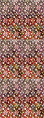 Raster illüstrasyonu. Çiçek desenli çizim. Asya tekstil tarzında. Kahverengi ve nötr renklerde çiçekler. Renkli Bahar Teması eskiz kalıbı. Düz Çiçek Elementleri Tasarımı.