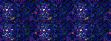 Vadinin mavi ve siyah renkli çiçekleri. Çiçekler. Soyut etnik raster çizim kalıbı.