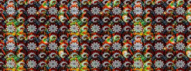 Siyah ve kırmızı renkte çiçekler. Küçük çiçekteki sevimli çiçek deseni. Raster illüstrasyonu.