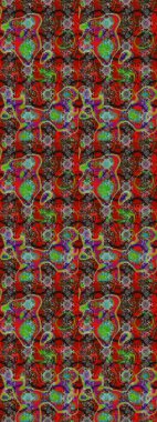 Yapraklı çiçekler ve kahverengi ve kırmızı renklerde papatya çiçekleri. Eskiz arkaplan modeli. Raster - stok.