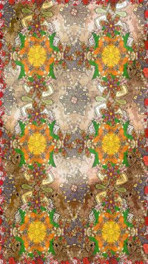 Çiçek desenli bej ve kahverengi renkler, el çizimi papatyalar, papatyalar. Tekrar eden çiçek arkaplanı, zarif bej ve kahverengi çiçek duvar kağıdı.