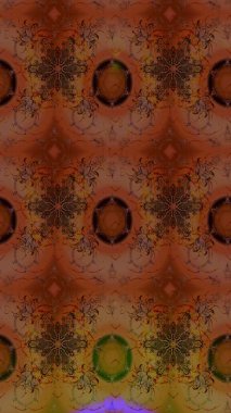 Renkli Bahar Teması eskiz kalıbı. Raster illüstrasyonu. Çiçek desenli çizim. Kahverengi renkli çiçekler. Düz Çiçek Elementleri Tasarımı. Asya tekstil tarzında.