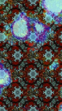 Çiçekli çiçek deseni, suluboya. Düz Çiçek Elementleri Tasarım Raster illüstrasyonu. Mavi ve kahverengi renkte çiçekler. Renkli Bahar Teması çizim şablonu.