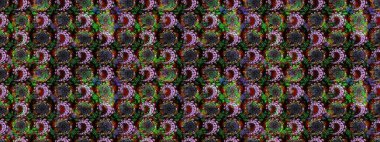 Raster illüstrasyonu. Raster illüstrasyonundaki çiçek desenli çizim. Siyah ve kahverengi renklerde. Güzel kumaş deseni.