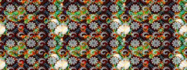 Siyah ve nötr renklerde çiçekler. Hediye ambalaj kağıdı, tebrik kartları, posterler ve pankart tasarımı. Raster düz çiçek çizim deseni.